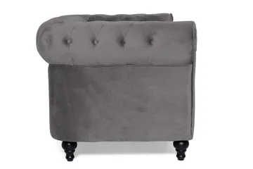 Chesterfield Lyx 2-sædet Lille Fløjlssofa – Dyb sofa 160 cm bred - Mørkegrå - Møbler - Sofaer - 2 personers sofa