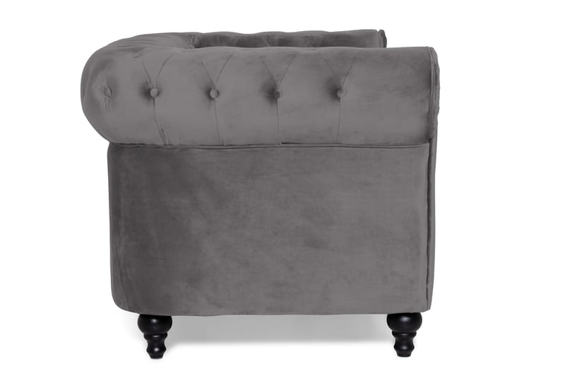Chesterfield Lyx 2-sædet Lille Fløjlssofa – Dyb sofa 160 cm bred - Mørkegrå - Møbler - Sofaer - Velour sofaer