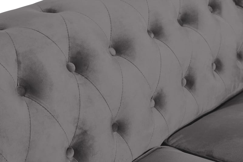 Chesterfield Lyx 2-sædet Lille Fløjlssofa – Dyb sofa 160 cm bred - Mørkegrå - Møbler - Sofaer - Velour sofaer