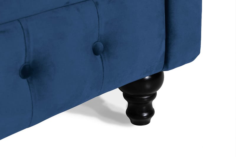 Chesterfield Lyx 3-sædet Fløjlssofa – Dyb sofa - Blå - Møbler - Sofaer - Velour sofaer