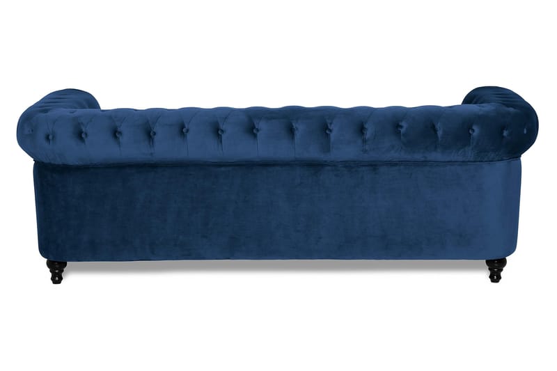 Chesterfield Lyx 3-sædet Fløjlssofa – Dyb sofa - Blå - Møbler - Sofaer - Velour sofaer