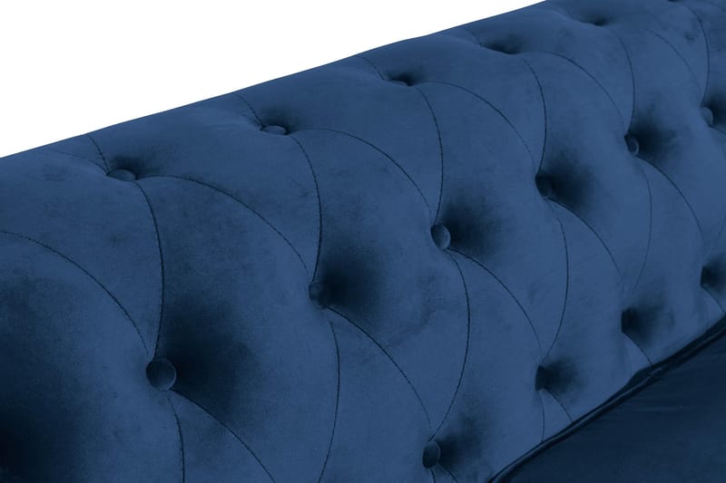 Chesterfield Lyx 3-sædet Fløjlssofa – Dyb sofa - Blå - Møbler - Sofaer - Velour sofaer