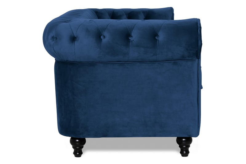 Chesterfield Lyx 3-sædet Fløjlssofa – Dyb sofa - Blå - Møbler - Sofaer - Velour sofaer