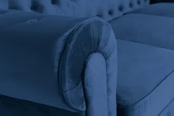 Chesterfield Lyx 3-sædet Fløjlssofa – Dyb sofa - Blå - Møbler - Sofaer - Velour sofaer