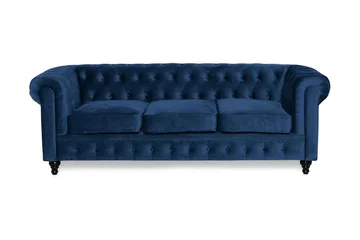 Chesterfield Lyx 3-sædet Fløjlssofa – Dyb sofa