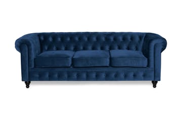 Chesterfield Lyx 3-sædet Fløjlssofa – Dyb sofa