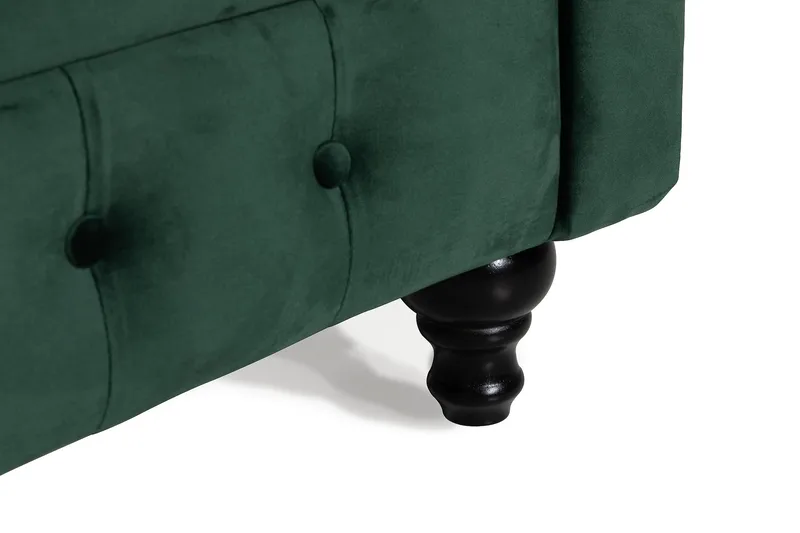 Chesterfield Lyx 3-sædet Fløjlssofa – Dyb sofa - Grøn - Møbler - Sofaer - Velour sofaer