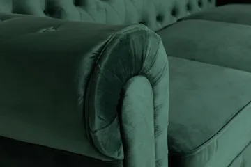 Chesterfield Lyx 3-sædet Fløjlssofa – Dyb sofa - Grøn - Møbler - Sofaer - Velour sofaer