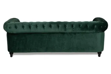 Chesterfield Lyx 3-sædet Fløjlssofa – Dyb sofa - Grøn - Møbler - Sofaer - Velour sofaer