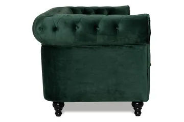 Chesterfield Lyx 3-sædet Fløjlssofa – Dyb sofa - Grøn - Møbler - Sofaer - Velour sofaer