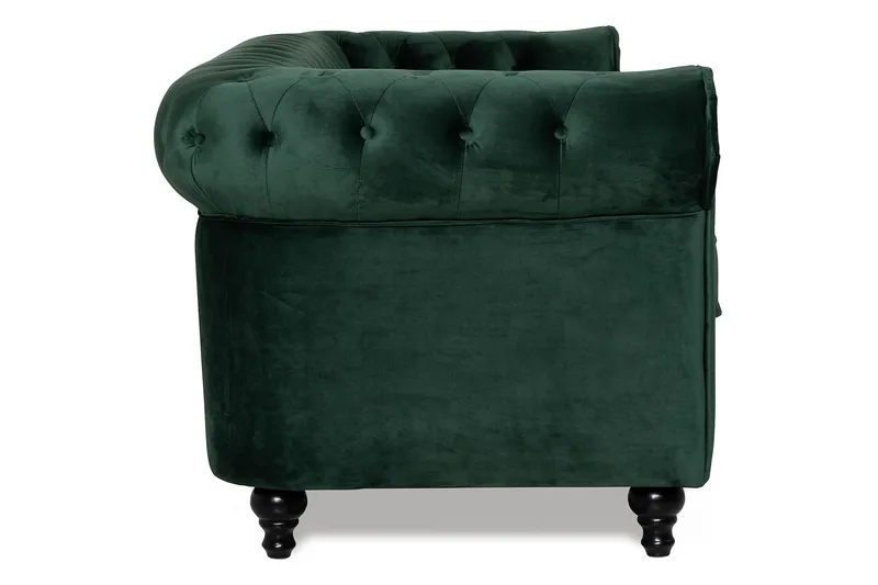 Chesterfield Lyx 3-sædet Fløjlssofa – Dyb sofa - Grøn - Møbler - Sofaer - Velour sofaer