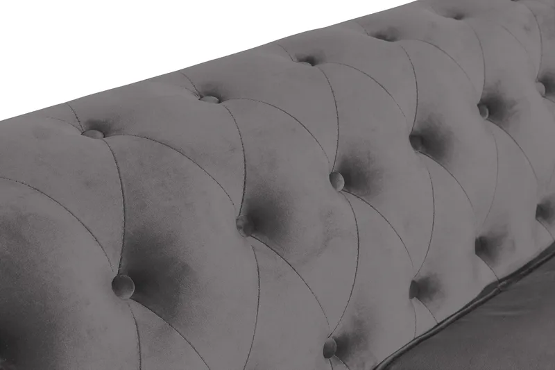 Chesterfield Lyx 3-sædet Fløjlssofa – Dyb sofa - Mørkegrå - Møbler - Sofaer - Velour sofaer