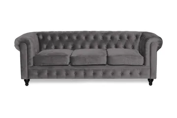 Chesterfield Lyx 3-sædet Fløjlssofa – Dyb sofa