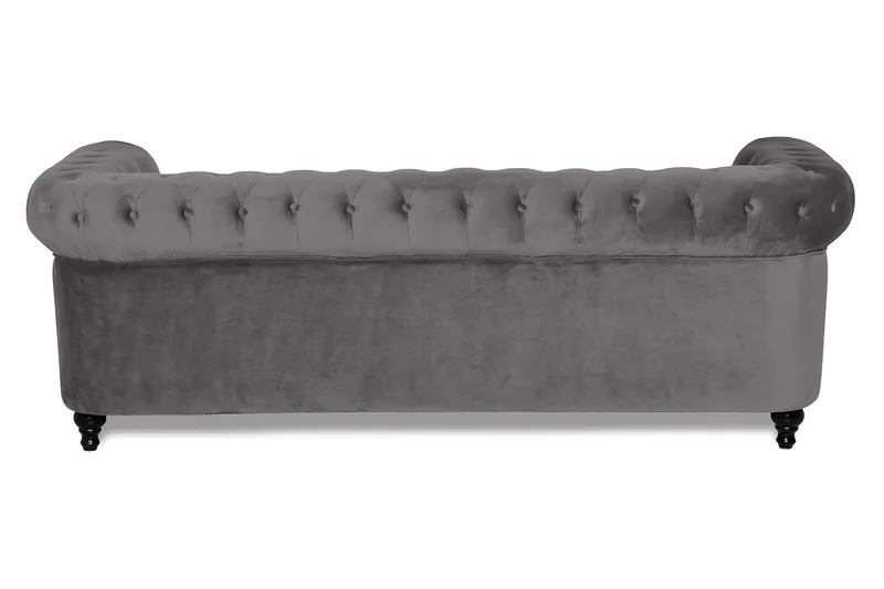 Chesterfield Lyx 3-sædet Fløjlssofa – Dyb sofa - Mørkegrå - Møbler - Sofaer - Velour sofaer