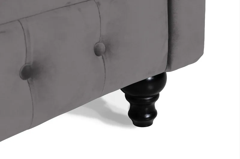 Chesterfield Lyx 3-sædet Fløjlssofa – Dyb sofa - Mørkegrå - Møbler - Sofaer - Velour sofaer