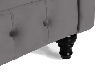 Chesterfield Lyx 3-sædet Fløjlssofa – Dyb sofa - Mørkegrå - Møbler - Sofaer - Velour sofaer