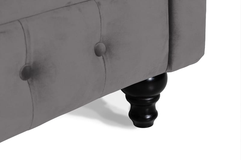 Chesterfield Lyx 3-sædet Fløjlssofa – Dyb sofa - Mørkegrå - Møbler - Sofaer - Velour sofaer