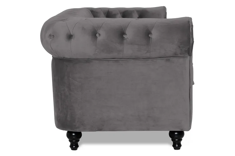 Chesterfield Lyx 3-sædet Fløjlssofa – Dyb sofa - Mørkegrå - Møbler - Sofaer - Velour sofaer