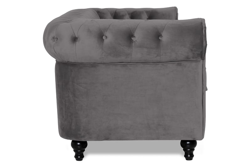 Chesterfield Lyx 3-sædet Fløjlssofa – Dyb sofa - Mørkegrå - Møbler - Sofaer - Velour sofaer