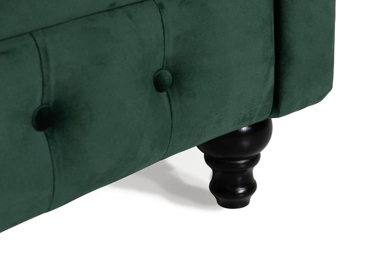 Chesterfield Lyx 3-sædet Fløjlssofa – Dyb sofa - Mørkegrøn - Møbler - Sofaer - Velour sofaer