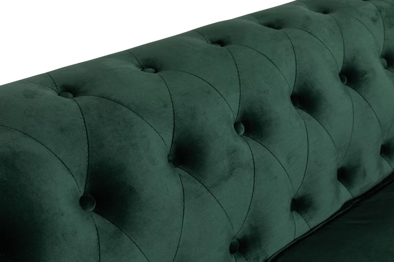 Chesterfield Lyx 3-sædet Fløjlssofa – Dyb sofa - Mørkegrøn - Møbler - Sofaer - Velour sofaer