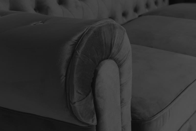 Chesterfield Lyx 3-sædet Fløjlssofa – Dyb sofa - Sort - Møbler - Sofaer - Velour sofaer
