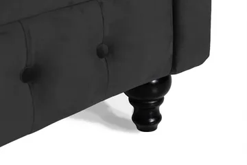 Chesterfield Lyx 3-sædet Fløjlssofa – Dyb sofa - Sort - Møbler - Sofaer - Velour sofaer