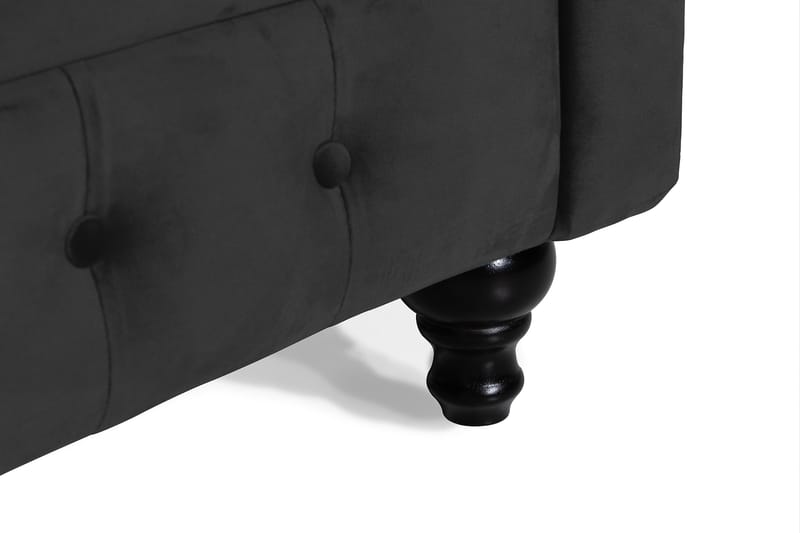 Chesterfield Lyx 3-sædet Fløjlssofa – Dyb sofa - Sort - Møbler - Sofaer - Velour sofaer