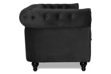 Chesterfield Lyx 3-sædet Fløjlssofa – Dyb sofa - Sort - Møbler - Sofaer - Velour sofaer