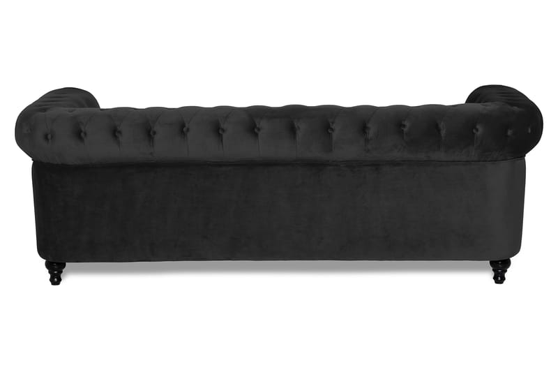 Chesterfield Lyx 3-sædet Fløjlssofa – Dyb sofa - Sort - Møbler - Sofaer - Velour sofaer