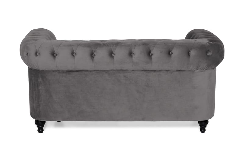 Chesterfield Lyx Veloursofa 2-pers - Mørkegrå - 2 personers sofa - Velour sofaer - Chesterfield sofaer