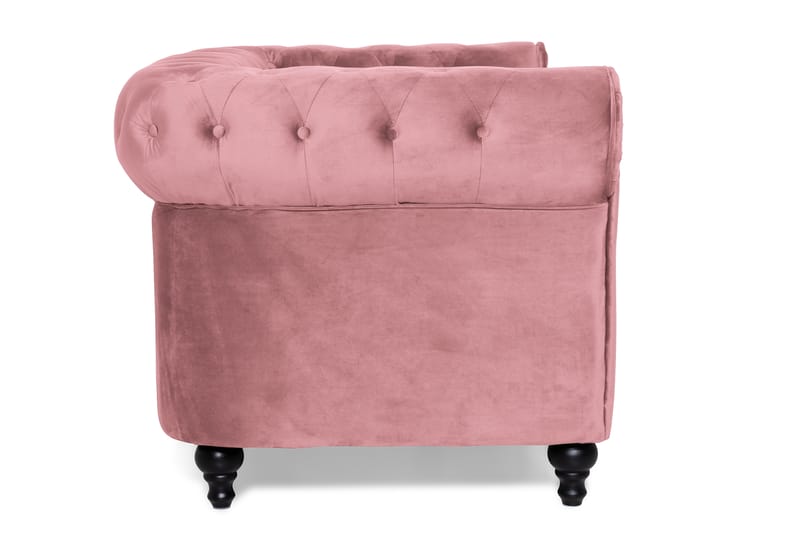 Chesterfield Lyx Veloursofa 2-pers - Rustlyserød - 2 personers sofa - Chesterfield sofaer - Velour sofaer