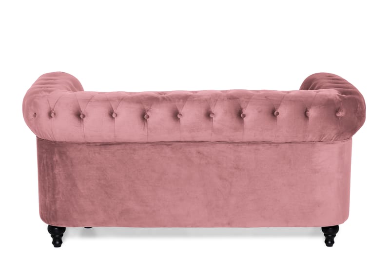 Chesterfield Lyx Veloursofa 2-pers - Rustlyserød - 2 personers sofa - Chesterfield sofaer - Velour sofaer