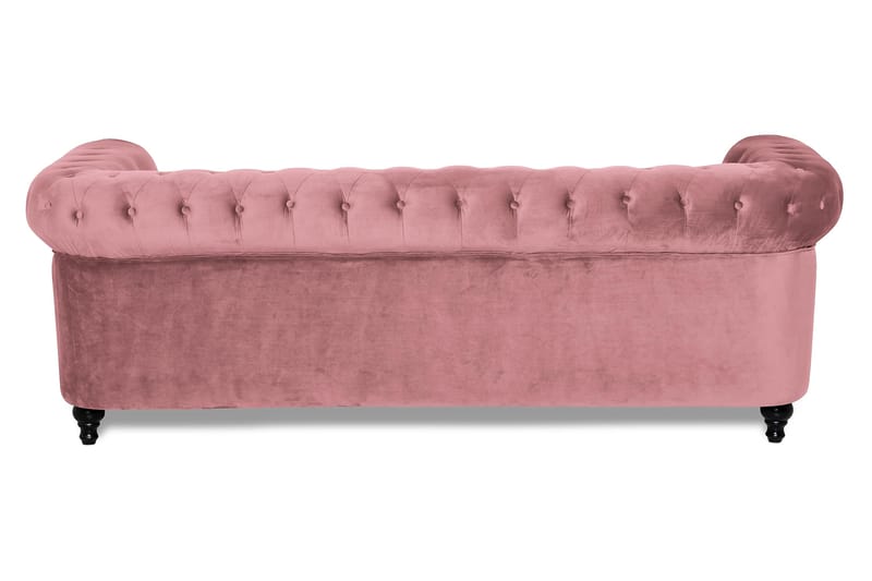 Chesterfield Lyx Veloursofa 3-pers - Rustlyserød - Møbler - Sofaer - Velour sofaer