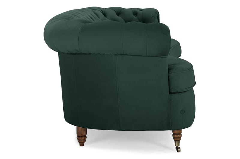 Chesterfield Veloursofa 3-pers Buet - Mørkegrøn - Chesterfield sofaer - 3 personers sofa - Velour sofaer