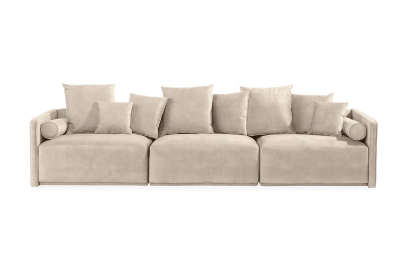 Chowchow 3-Pers. Veloursofa - Beige/Sort - Lædersofaer - Velour sofaer - 3 personers sofa - 4 personers sofa - Sofaer - 2 personers sofa