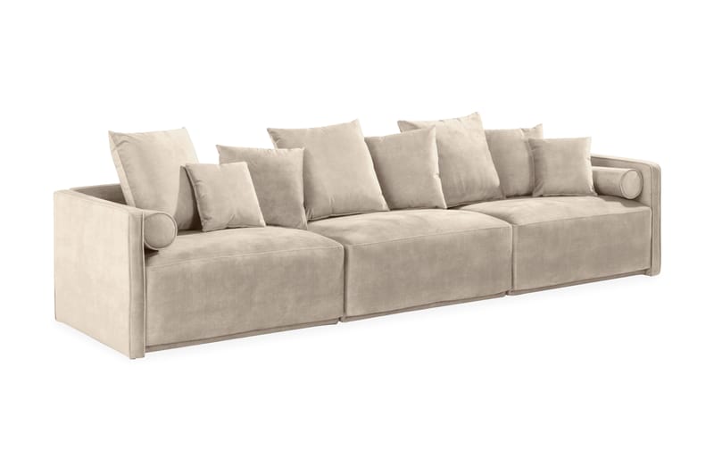 Chowchow 3-Pers. Veloursofa - Beige/Sort - Velour sofaer - 3 personers sofa