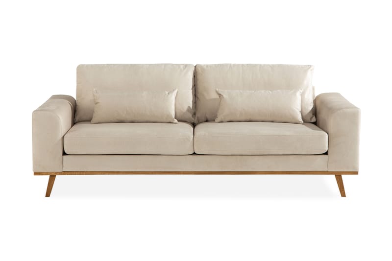 Copenhagen 3-Pers. Sofa Velour - Beige - Velour sofaer - 3 personers sofa