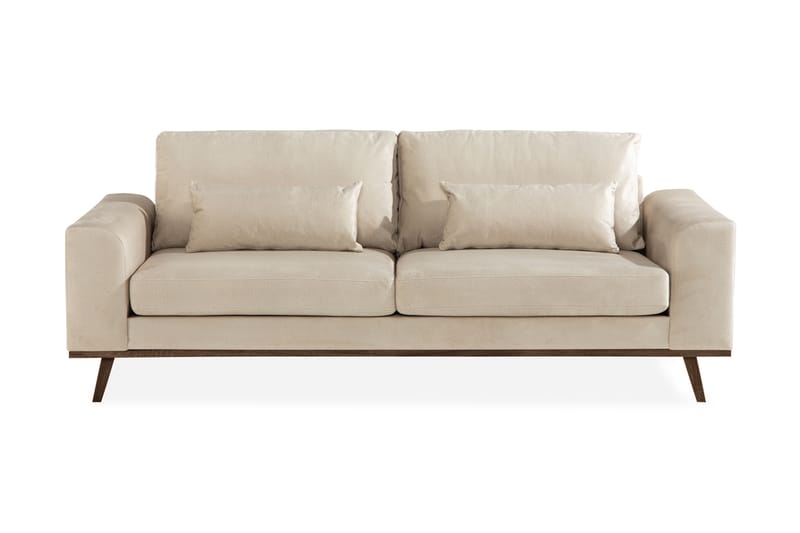 Copenhagen 3-Pers. Sofa Velour - Beige - Velour sofaer - 3 personers sofa