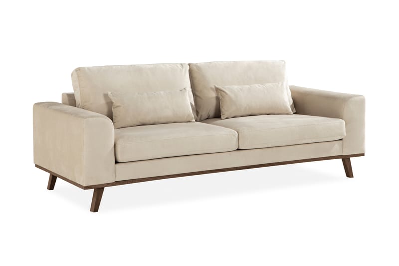 Copenhagen 3-Pers. Sofa Velour - Beige - Velour sofaer - 3 personers sofa