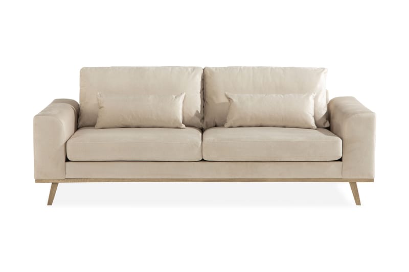 Copenhagen 3-Pers. Sofa Velour - Beige - Velour sofaer - 3 personers sofa