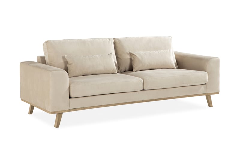 Copenhagen 3-Pers. Sofa Velour - Beige - Velour sofaer - 3 personers sofa