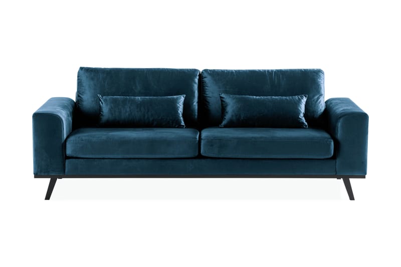 Copenhagen 3-pers Sofa Velour - Blå - Velour sofaer - 3 personers sofa