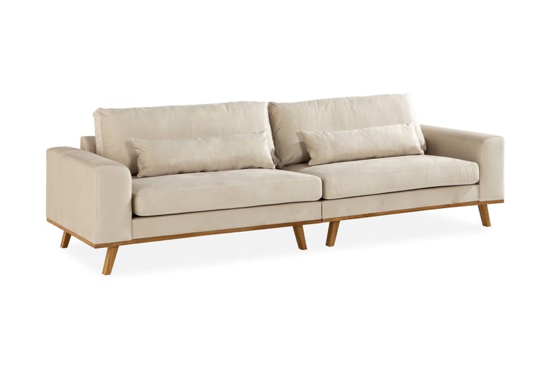 Copenhagen 4-Pers. Sofa Velour - Beige - Velour sofaer - 4 personers sofa