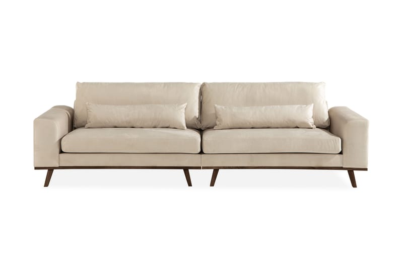 Copenhagen 4-Pers. Sofa Velour - Beige - Velour sofaer - 4 personers sofa