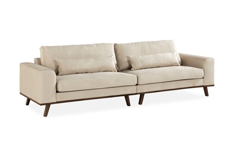 Copenhagen 4-Pers. Sofa Velour - Beige - Velour sofaer - 4 personers sofa