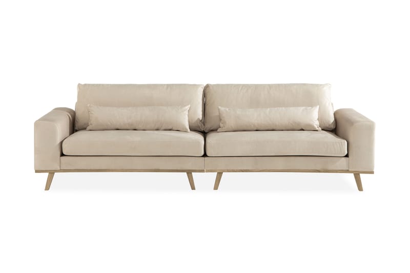 Copenhagen 4-Pers. Sofa Velour - Beige - Velour sofaer - 4 personers sofa