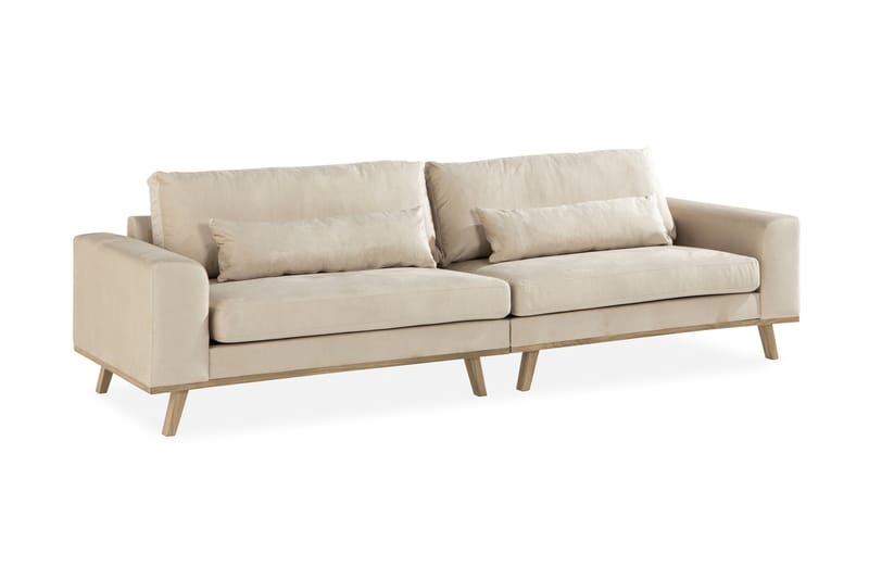 Copenhagen 4-Pers. Sofa Velour - Beige - Velour sofaer - 4 personers sofa