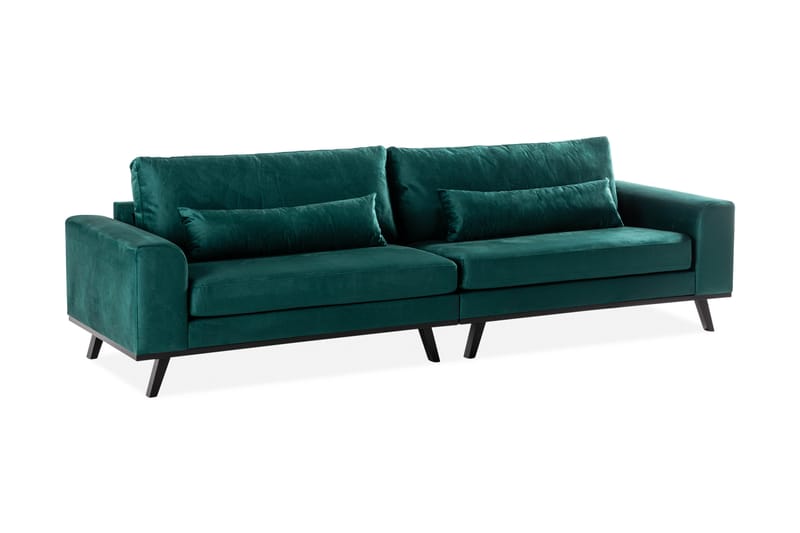 Copenhagen 4-Personers Sofa Velour - Grøn - Velour sofaer - 4 personers sofa