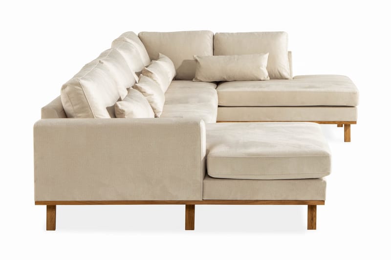 Copenhagen 5-personers Højrevendt U-formet Large Sofa med Divan og Chaiselong i Fløjl - Beige - Møbler - Sofaer - Velour sofaer